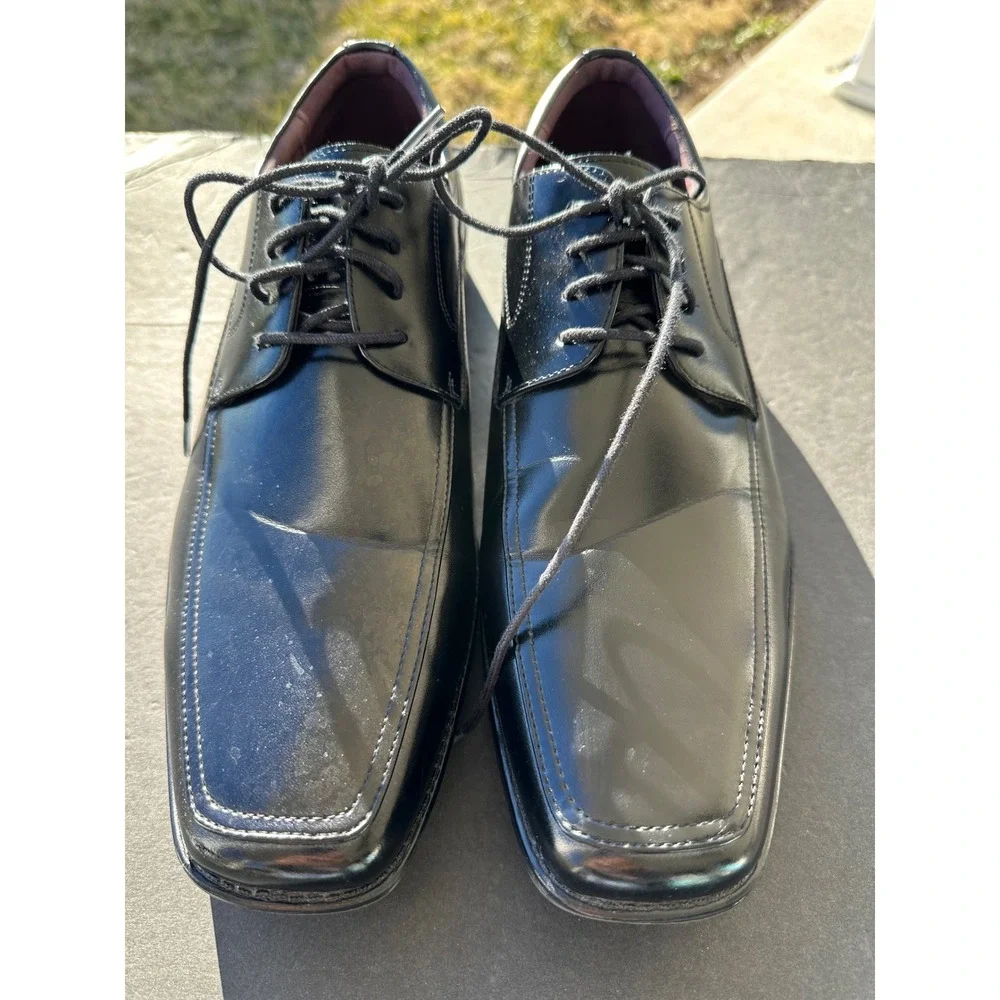 Freeman Colten Men's Black Bicycle Toe‎ Oxford Dress Shoes 12W 1660 1318